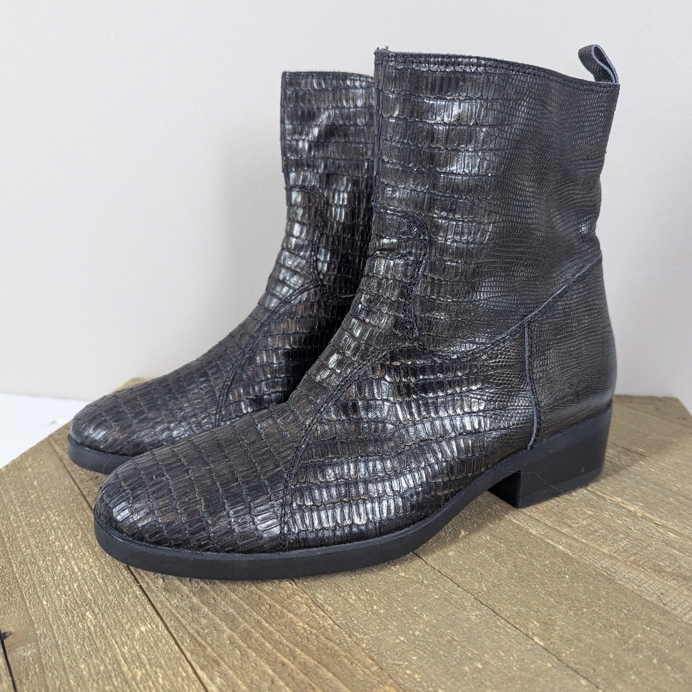Pons Quintana Croc Embossed Leather Ankle Boots Black Spain EU 36Pons Quintana b
